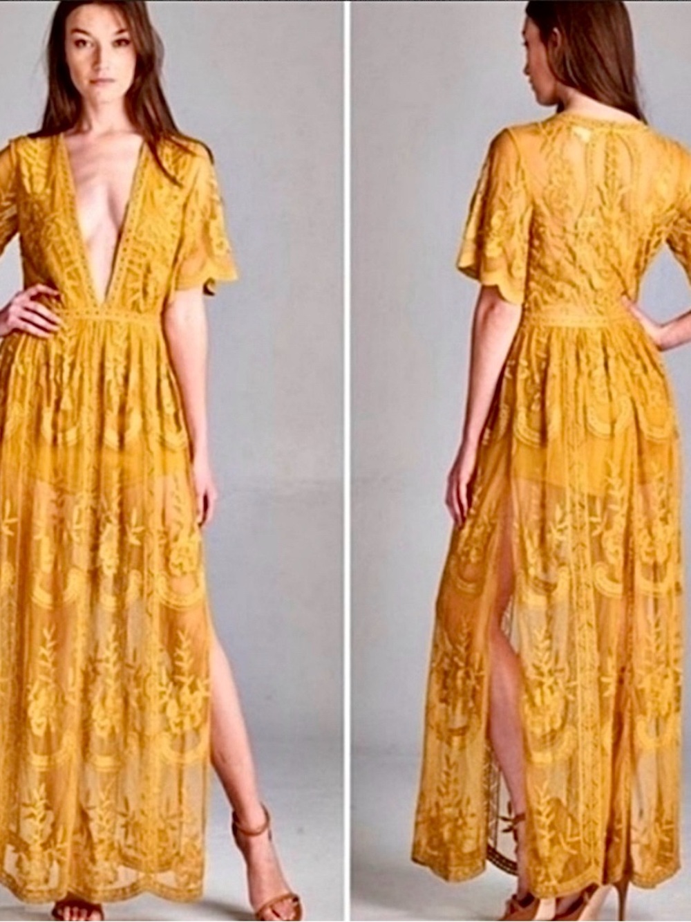 Honey Punch Lace Boho Chic Maxi Romper | SMALL | NWOT